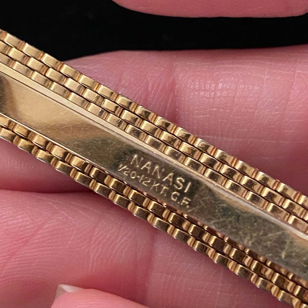 NANASI 12KT GF Woven Gold Tie Clip Vintage - Picture 3 of 6